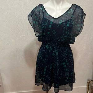 Express Green Navy Dress Sz S
